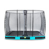 EXIT Trampoline enterré Elegant de 214x366cm avec filet de sécurité Economy - bleu