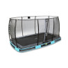EXIT Trampoline enterré Elegant de 214x366cm avec filet de sécurité Economy - bleu