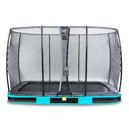 EXIT Trampoline enterré Elegant de 244x427cm avec filet de sécurité Economy - bleu