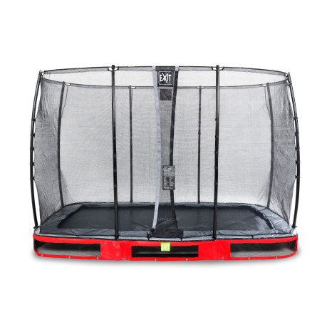 EXIT Trampoline enterré Elegant de 214x366cm avec filet de sécurité Economy - rouge