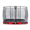 EXIT Trampoline enterré Elegant de 214x366cm avec filet de sécurité Economy - rouge