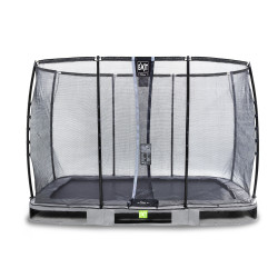 EXIT Trampoline enterré Elegant Premium de 214x366cm avec filet de sécurité Deluxe - gris