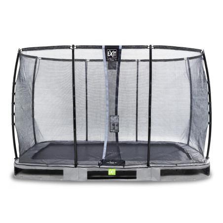 EXIT Trampoline enterré Elegant Premium de 244x427cm avec filet de sécurité Deluxe - gris