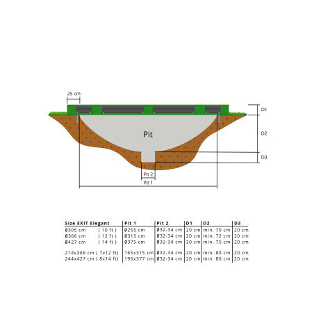 EXIT Trampoline enterré Elegant Premium ø366cm avec filet de sécurité Deluxe - vert