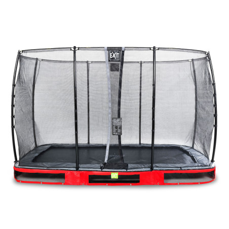 EXIT Trampoline enterré Elegant de 244x427cm avec filet de sécurité Economy - rouge