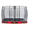 EXIT Trampoline enterré Elegant de 244x427cm avec filet de sécurité Economy - rouge
