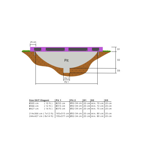 EXIT Trampoline enterré Elegant ø366cm avec filet de sécurité Economy - violet