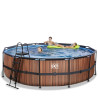 EXIT Piscine Wood ø488x122cm avec pompe filtrante à sable - marron