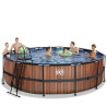 EXIT Piscine Wood ø488x122cm avec pompe filtrante à sable - marron
