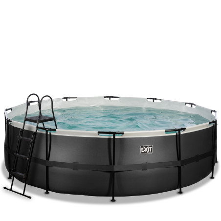 EXIT Piscine Black Leather ø488x122cm avec pompe filtrante à sable - noir