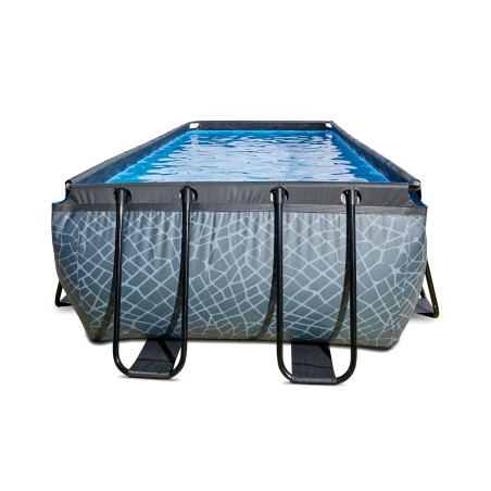 EXIT Piscine Stone 400x200x122cm avec pompe filtrante - grise