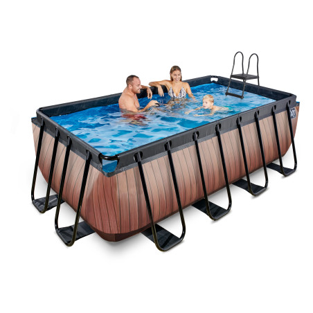 EXIT Piscine Wood 400x200x122cm avec pompe filtrante - marron