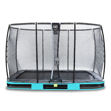 EXIT Trampoline enterré Elegant Premium de 244x427cm avec filet de sécurité Deluxe - bleu