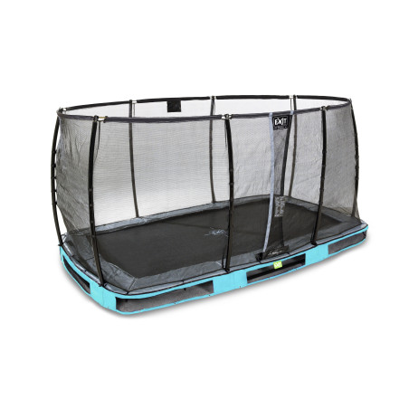 EXIT Trampoline enterré Elegant Premium de 244x427cm avec filet de sécurité Deluxe - bleu