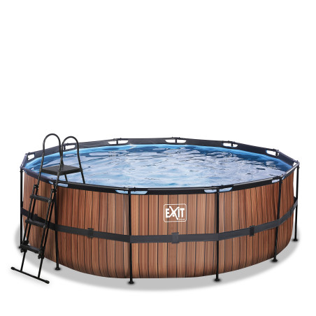 EXIT Piscine Wood ø427x122cm avec pompe filtrante - marron