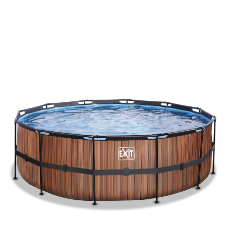 EXIT Piscine Wood ø427x122cm avec pompe filtrante - marron