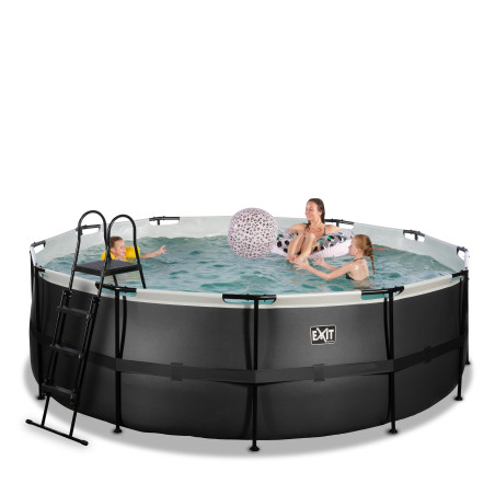 EXIT Piscine Black Leather ø427x122cm avec pompe filtrante - noir