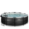 EXIT Piscine couverte Black Leather ø450x122cm avec pompe filtrante à sable - noir