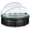 EXIT Piscine couverte Black Leather ø450x122cm avec pompe filtrante à sable et à chaleur - noir