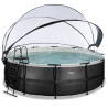 EXIT Piscine couverte Black Leather ø450x122cm avec pompe filtrante à sable et à chaleur - noir