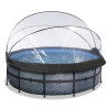 EXIT Piscine couverte Stone ø427x122cm avec pompe filtrante à sable - grise