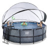 EXIT Piscine couverte Stone ø427x122cm avec pompe filtrante à sable - grise