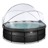 EXIT Piscine couverte Black Leather ø427x122cm avec pompe filtrante à sable - noir