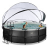 EXIT Piscine couverte Black Leather ø427x122cm avec pompe filtrante à sable - noir