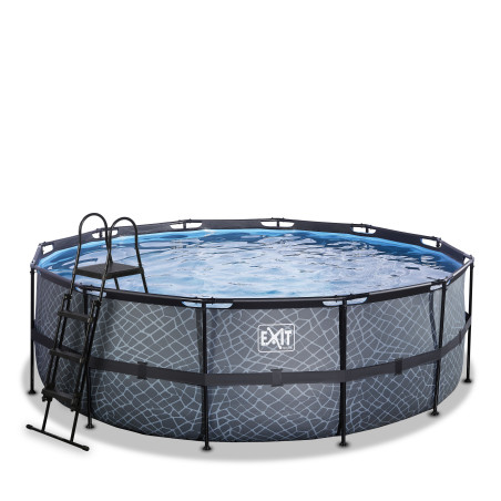 EXIT Piscine Stone ø427x122cm avec pompe filtrante à sable - grise