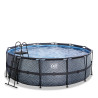 EXIT Piscine Stone ø427x122cm avec pompe filtrante à sable - grise