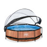 EXIT Piscine couverte Wood ø300x76cm avec pompe filtrante - marron