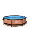 EXIT Piscine couverte Wood ø300x76cm avec pompe filtrante - marron