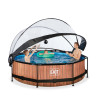 EXIT Piscine couverte Wood ø300x76cm avec pompe filtrante - marron