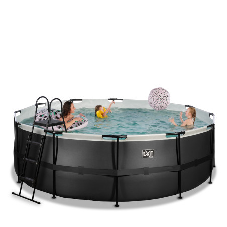 EXIT Piscine Black Leather ø427x122cm avec pompe filtrante à sable - noir