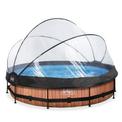 EXIT Piscine Wood ø360x76cm avec pompe filtrante - marron