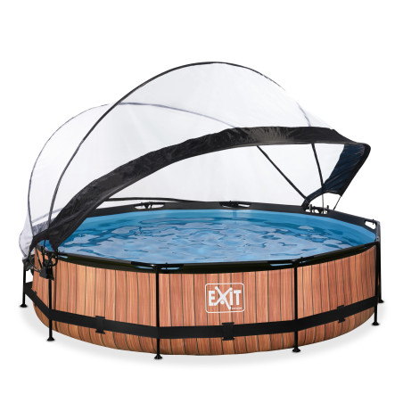 EXIT Piscine Wood ø360x76cm avec pompe filtrante - marron