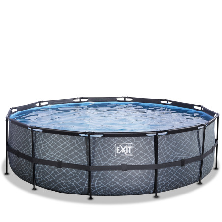 EXIT Piscine Stone ø488x122cm avec pompe filtrante - grise