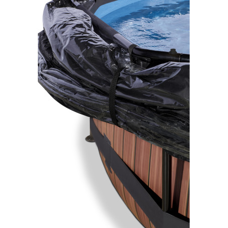 EXIT Piscine Wood ø360x76cm avec pompe filtrante - marron