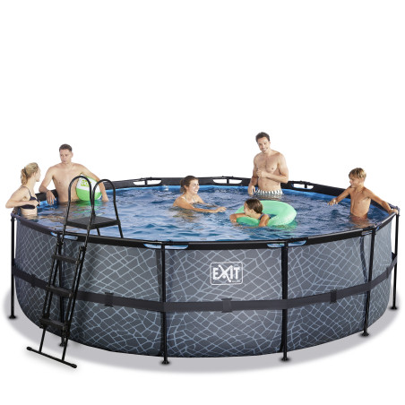 EXIT Piscine Stone ø488x122cm avec pompe filtrante - grise