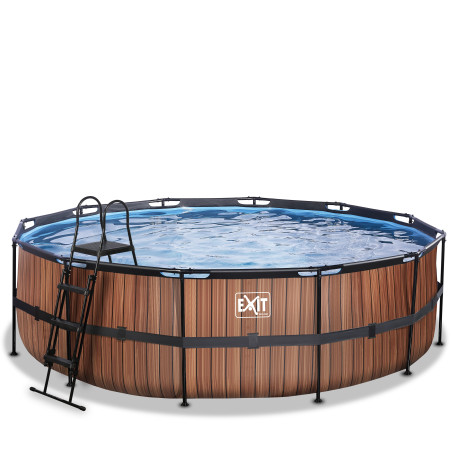 EXIT Piscine Wood ø488x122cm avec pompe filtrante - marron