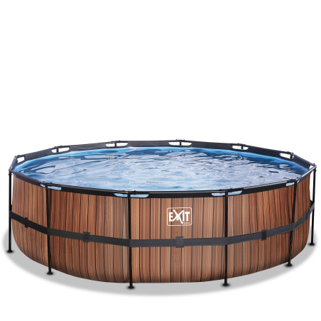 EXIT Piscine Wood ø488x122cm avec pompe filtrante - marron