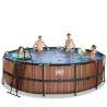EXIT Piscine Wood ø488x122cm avec pompe filtrante - marron