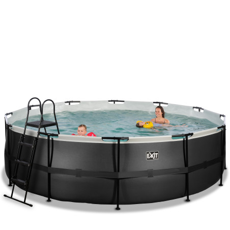 EXIT Piscine Black Leather ø488x122cm avec pompe filtrante - noir