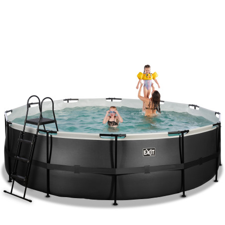 EXIT Piscine Black Leather ø488x122cm avec pompe filtrante - noir