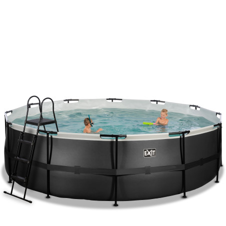EXIT Piscine Black Leather ø488x122cm avec pompe filtrante - noir