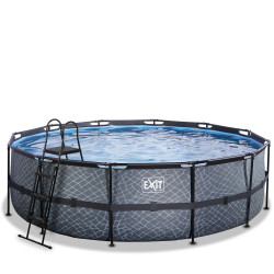 EXIT Piscine Stone ø488x122cm avec pompe filtrante à sable - grise