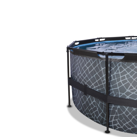 EXIT Piscine Stone ø488x122cm avec pompe filtrante à sable - grise