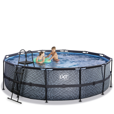 EXIT Piscine Stone ø488x122cm avec pompe filtrante à sable - grise
