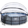 EXIT Piscine couverte Stone ø488x122cm avec pompe filtrante à sable - grise