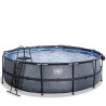 EXIT Piscine couverte Stone ø488x122cm avec pompe filtrante à sable - grise